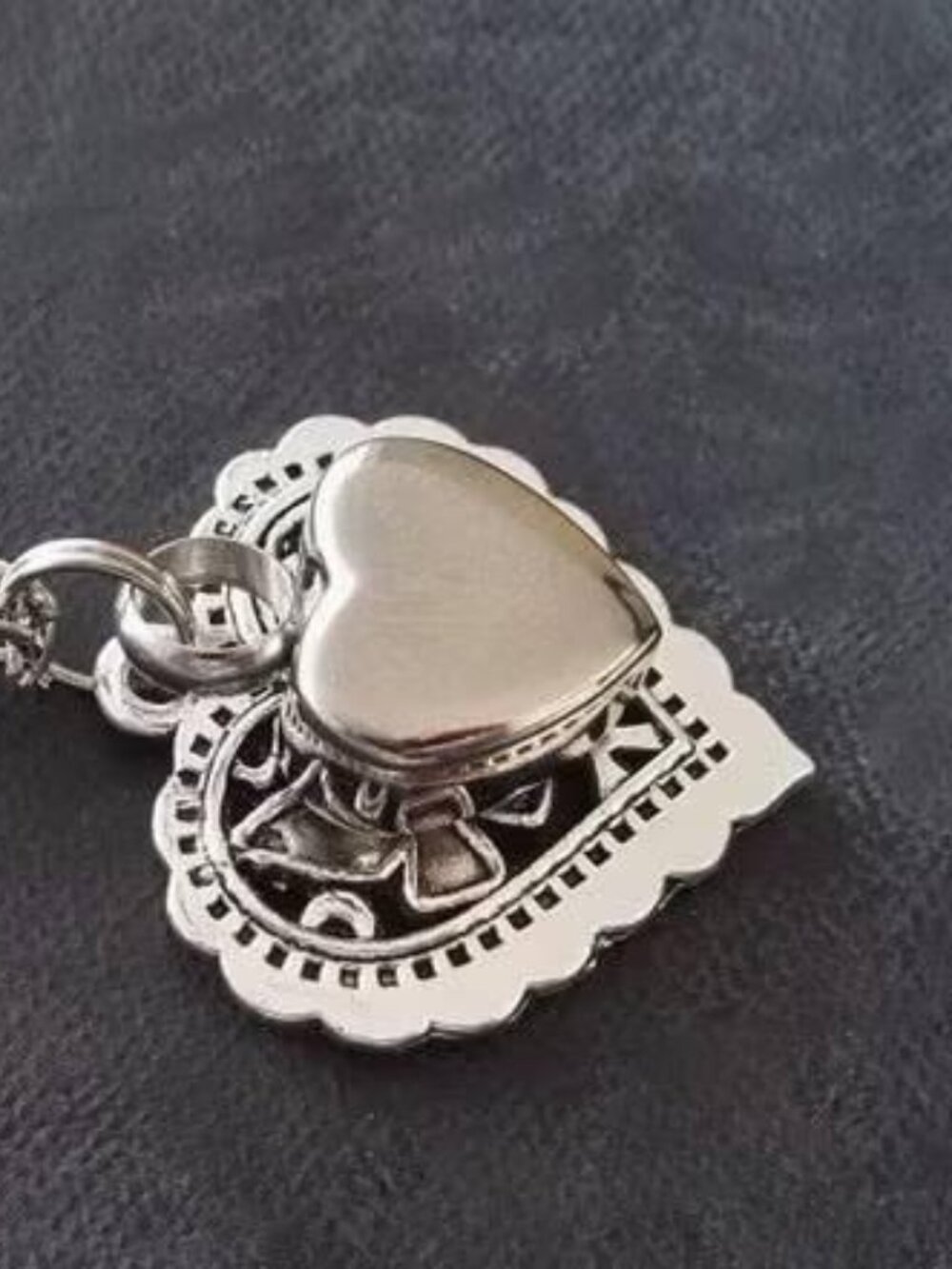 Stainless Steel Double Heart Butterfly Locket Necklace Keepsake Jewelry - Picture 2 of 7